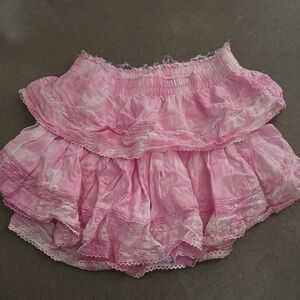 LoveShackFancy Blush Lace Tiered Skirt